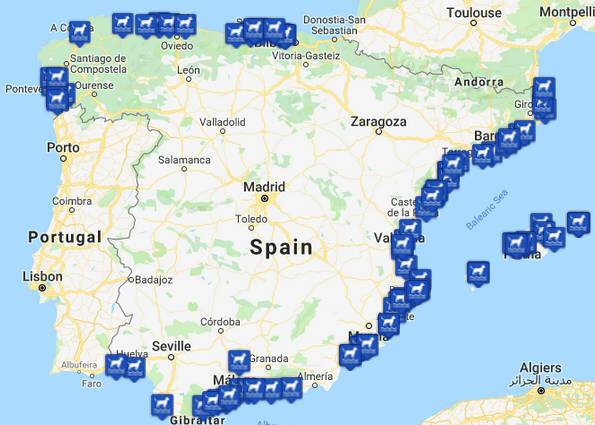 Dog Friendly beaches in Spain in one handy map